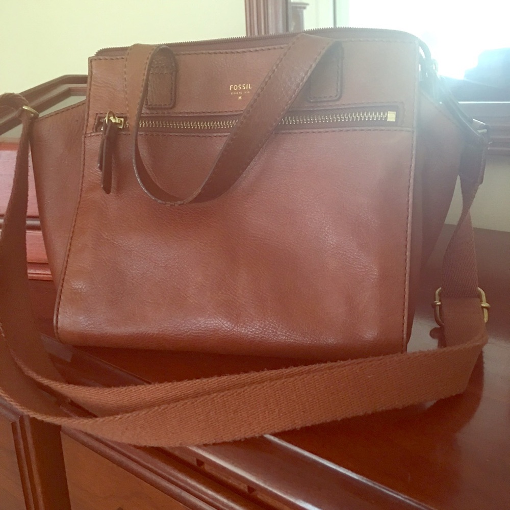 Fossil factory leather tote